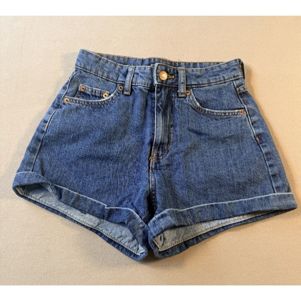 Bershka High Waisted Cheeky Denim Shorts Womens 100% COTTON Sz. 02